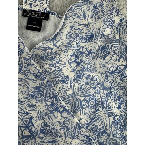 Lucky Brand Womens Blue Boho Geometric Print Sleeveless Top Size M - Picture 12 of 15